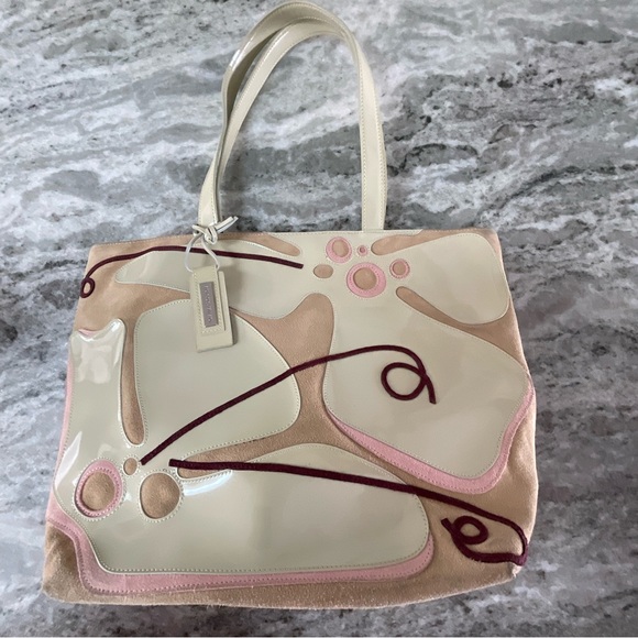 Antonio Melani patent leather/suede shoulder bag purse - Picture 8 of 12